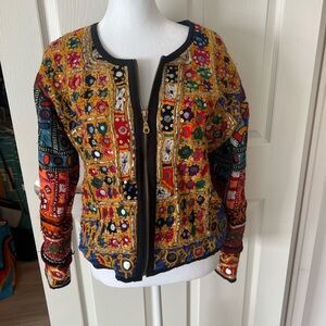 Embroidered Multicolor Women's Zip Front Jacket